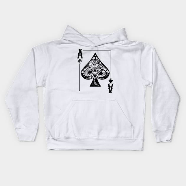 Skull and Snake Ace of Spades Poker fan gift Kids Hoodie by Juandamurai